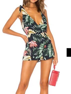 Superdown Penelope Palm Print Romper